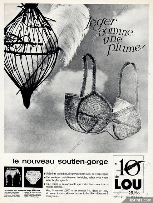1969 LOU Lingerie BRA French Magazine PRINT AD