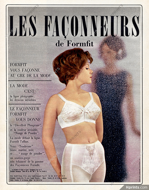 Formfit lingerie vintage print ad 1950 art illustration decor 50s bra  girdle GGA 