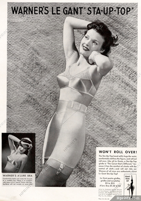 1946 womens Warners ABCD alphabet bra brassiere vintage fashion ad