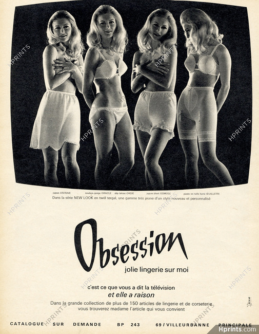 Obsession (Lingerie) 1969 Bra, Panty