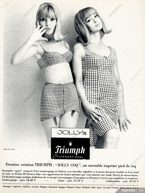 Triumph (Lingerie) 1965 Model Jolly Coq Set, Girdle, Bra