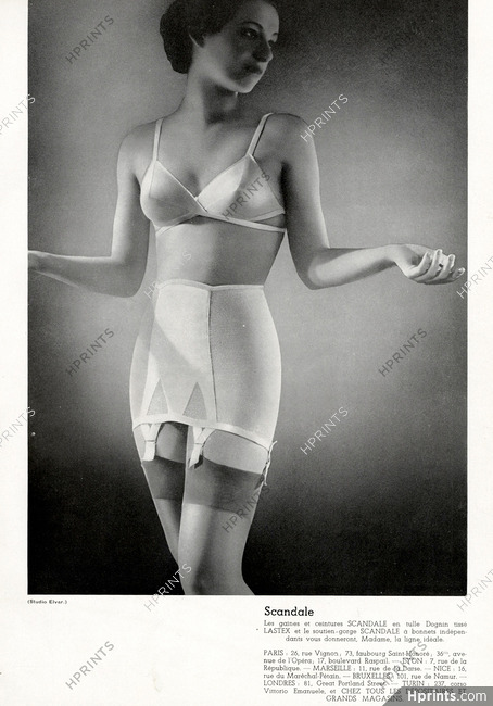Scandale (Lingerie) 1937 Girdle, Bra, Studio Elvar — Clipping