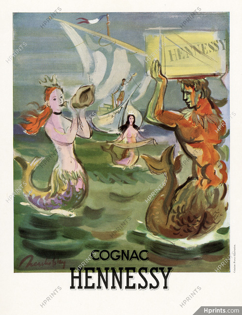 Hennessy 1946 Mermaid, Triton, Mythologie, Jean Reschofsky (L)