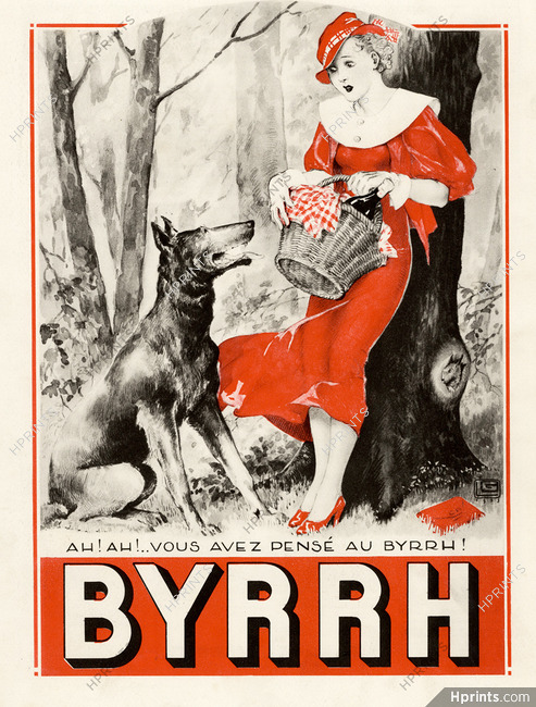 Byrrh 1933 "Le petit chaperon rouge" The Little Red Riding Hood, Georges Leonnec