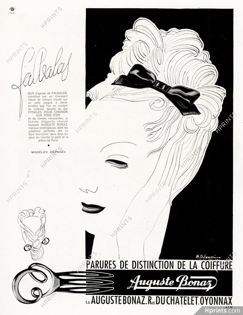 Auguste Bonaz (Combs) 1946 Falbalas, Hairstyle