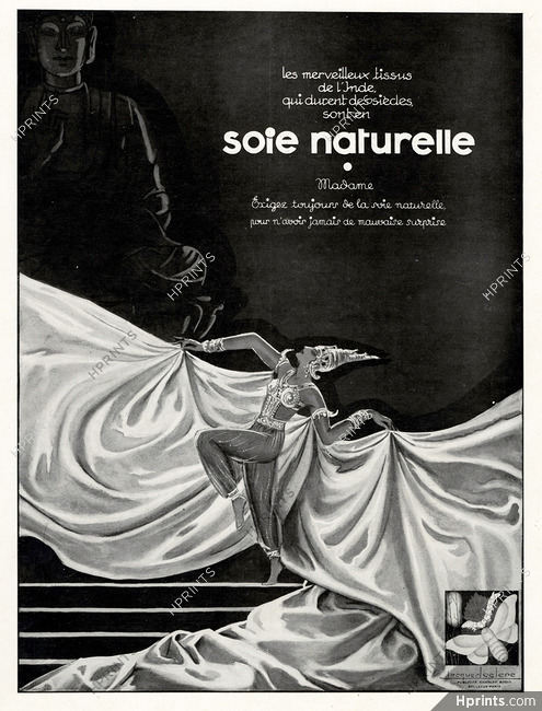 Soie Naturelle 1930 Buddha, Dancer, Jacques Leclerc
