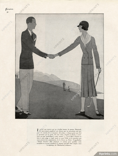 André Edouard Marty 1930 Woman Golfer, Harwood
