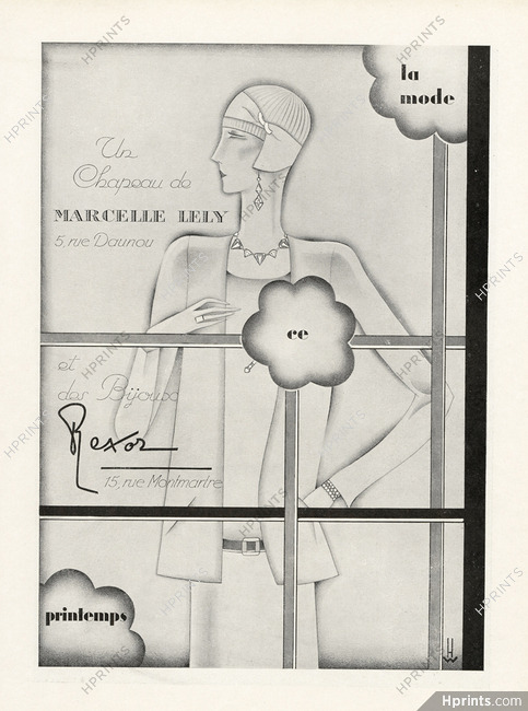 Marcelle Lely (Milinery) & Bijoux Rexor (Jewelry) 1928
