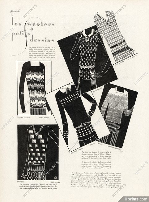 Rodier 1928 Les Sweaters à Petits Dessins, Jumpers, Jane Regny, Lucien Lelong