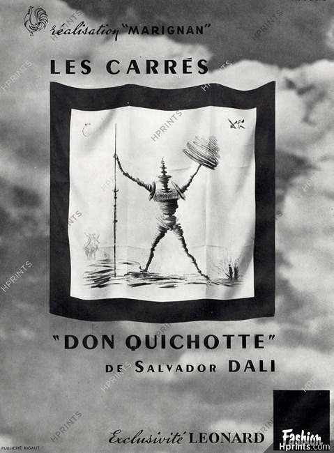 Salvador Dali 1958 Les carrés "Don Quichotte", Leonard Fashion, Photo Saad