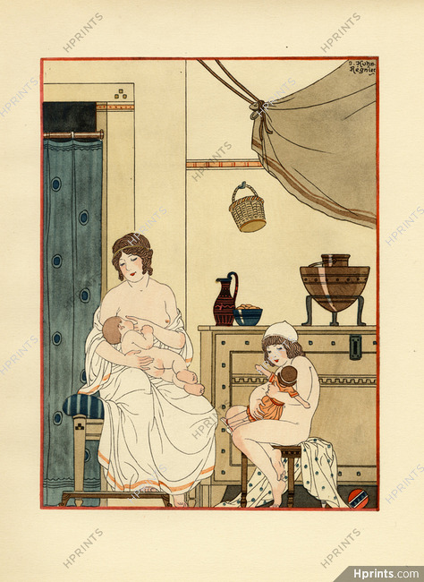Joseph Kuhn-Régnier 1932 Hippocrate II, Pochoir n°1, Une femme allaitait... Maternity