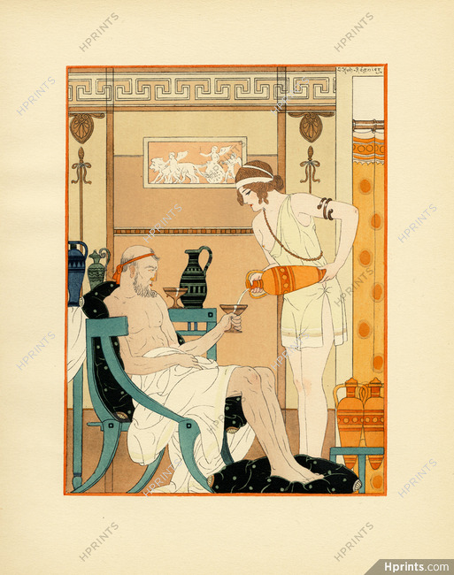 Kuhn-Régnier 1932 Hippocrate, Pochoir n°15, Restaurer avec des boissons...
