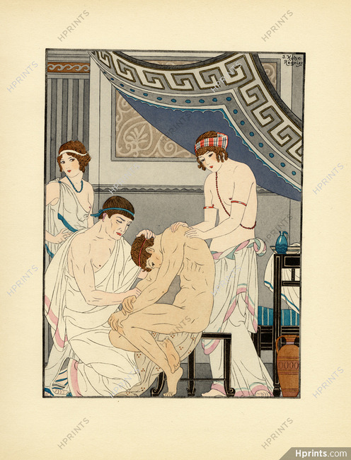 Kuhn-Régnier 1932 Hippocrate, Pochoir n°13, Masser une épaule... Massage