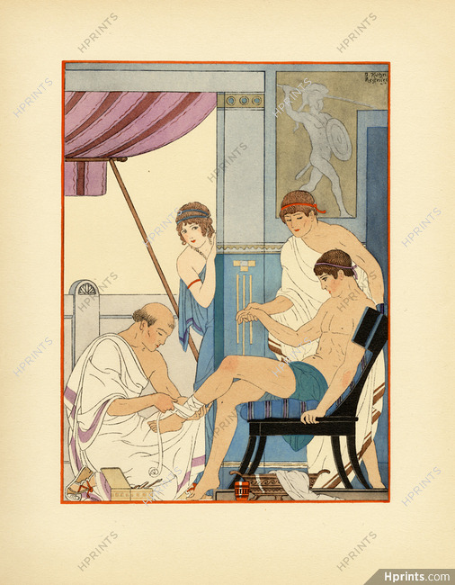 Kuhn-Régnier 1932 Hippocrate, Pochoir n°12, Luxation du pied...