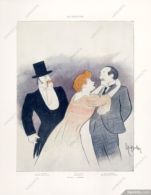 Leonetto Cappiello 1903 Mr Huguenet, Mlle J. Rolly, Mr Calmettes, Caricature "Lucette"