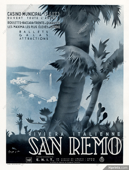 San Rémo 1937 Riviera Italienne, Italia, Seashore