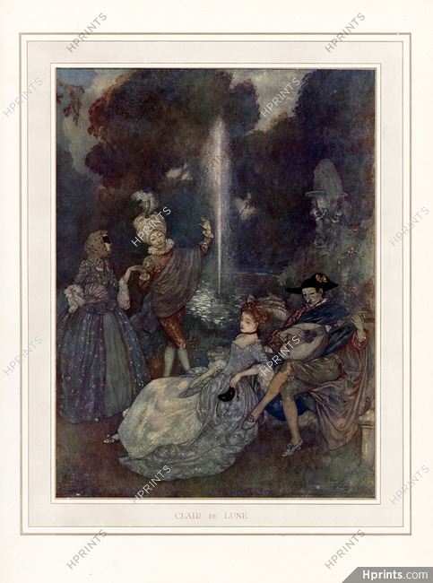 Edmund Dulac 1910 "Clair de Lune", Fêtes Galantes (Verlaine)
