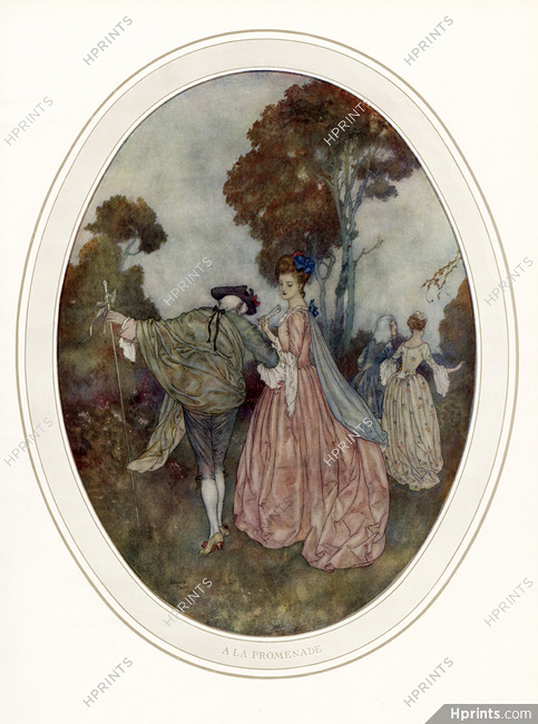 Edmund Dulac 1910 "A la Promenade", Fêtes Galantes (Verlaine)