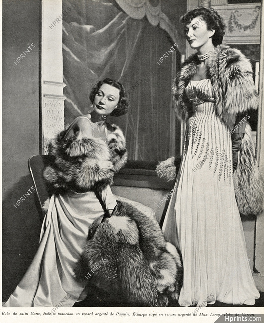Paquin & Carven 1948 Renard Argenté Max Leroy, Théâtre Hébertot, Photo Moussempès