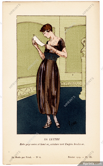 Fried 1919 Empire Style Belt, Black Dress, Pochoir