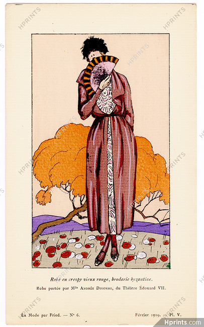Fried 1919 Byzantine Broderie Dress, Miss Andrée Divonne, Pochoir
