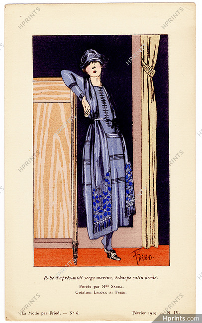 Fried 1919 Dress, Lucien Lelong, Mrs Sarda, Pochoir