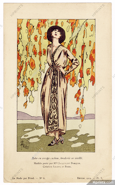 Fried 1919 Evening Gown, Lucien Lelong, Jacqueline Darquin, Pochoir