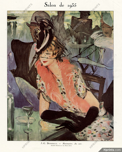 Jean-Gabriel Domergue 1935 Montmartre, Au Café, Elegant