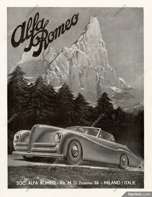 Alfa-Romeo 1947 Mountains, Poster Art
