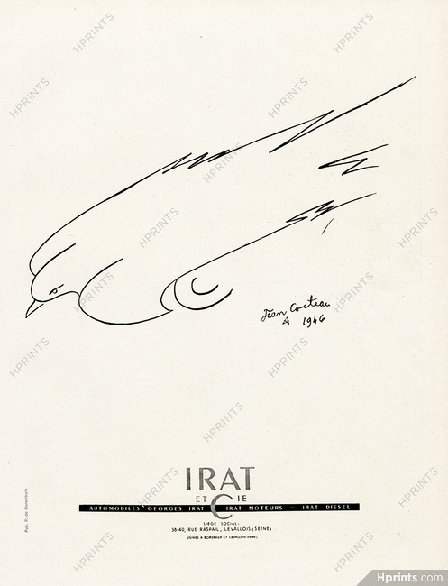 Irat & Cie (Automobiles) 1946 Jean Cocteau, Bird (Large)