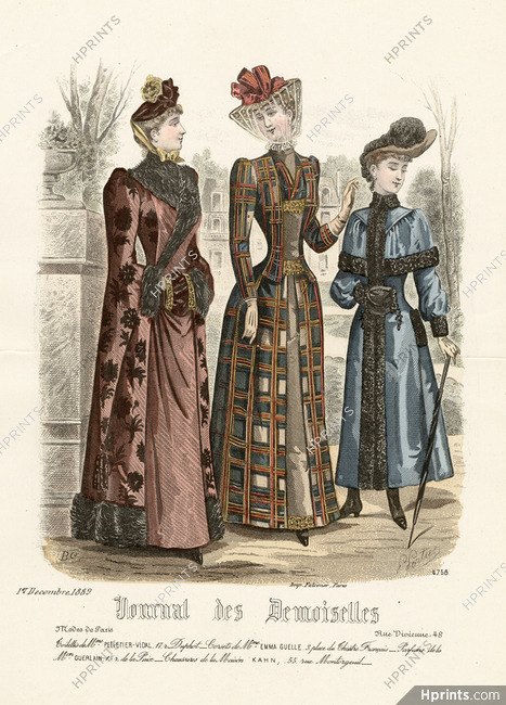 Journal des Demoiselles 1889 N°4758 Pelletier-Vidal, Portier, hand colored fashion plate