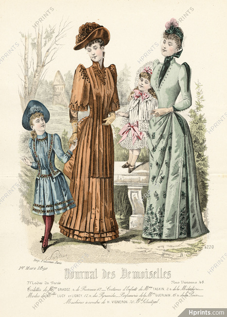 Journal des Demoiselles 1890 N°4770 Toilettes Mme Gradoz, Costumes d'Enfants Mme Taskin, Portier