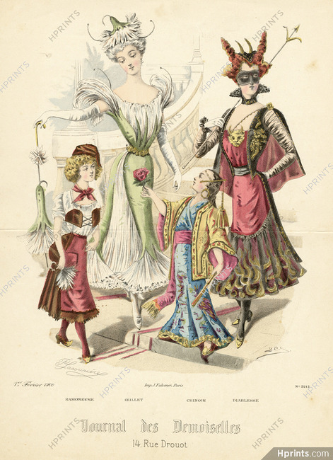 Journal des Demoiselles 1900 N°5215 Ramoneuse, Oeillet, Chinois, Diablesse, Carnival Costumes, P. Lacourière