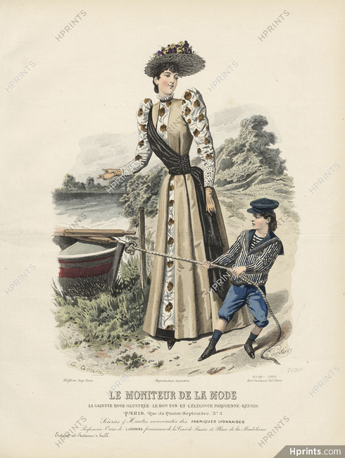 Le Moniteur de la Mode 1890 N°2630C Toilettes de Château, G. Gonin, Portier