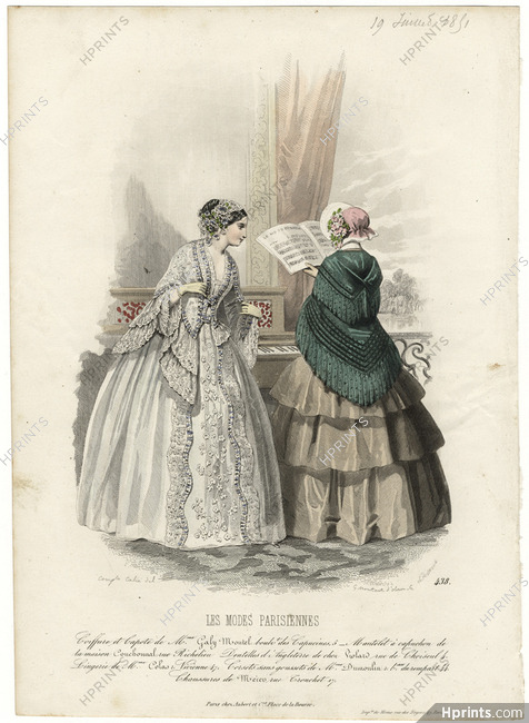 Les Modes Parisiennes 1851 N°438 Couchounal, Violard, Colas, Corset Dumoulin, Compte-Calix