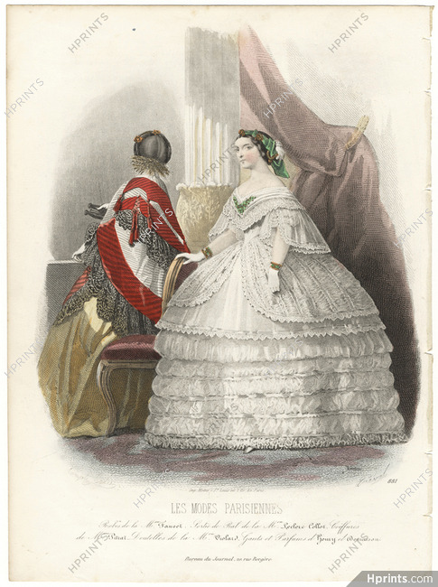 Les Modes Parisiennes 1860 N°881 Robes Maison Fauvet, Sortie de Bal Leclerc Collot, Compte-Calix
