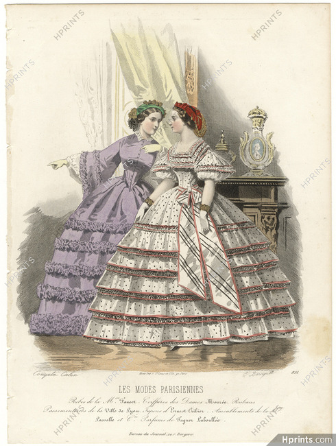 Les Modes Parisiennes 1860 N°891 Robes Maison Fauvet, Compte-Calix