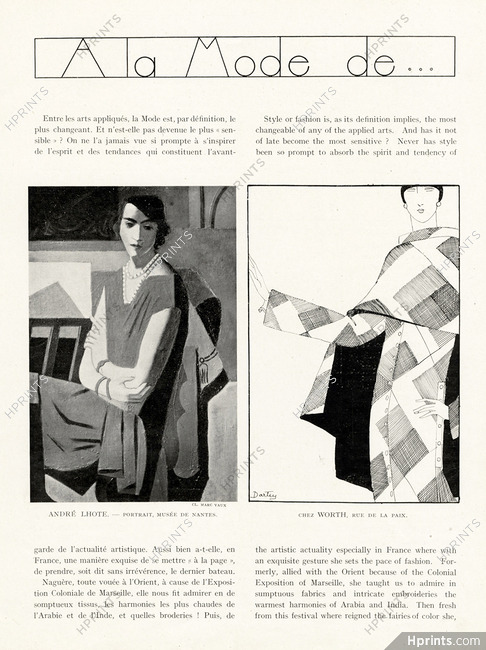 Worth 1926 A la mode de... Dartey