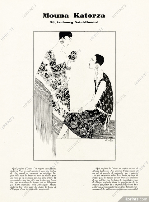 Mouna Katorza 1926 Orientalism, Châles de Chine, Dartey