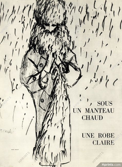 Madeleine de Rauch 1959 Coat, Fourrure Pelisse, Rodier, René Bouché