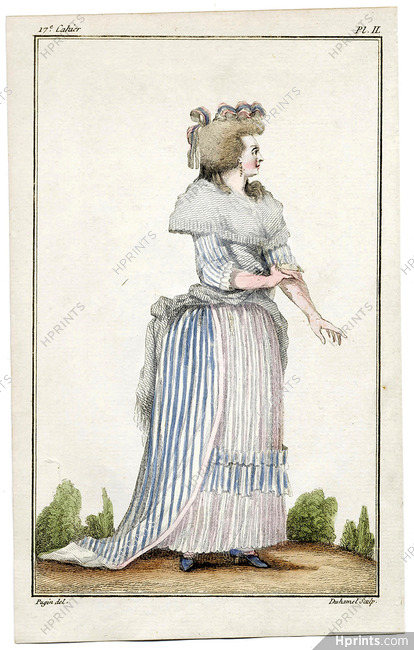 Cabinet des Modes 15 Juillet 1786, 17° cahier, planche II, Femme en robe de gaze