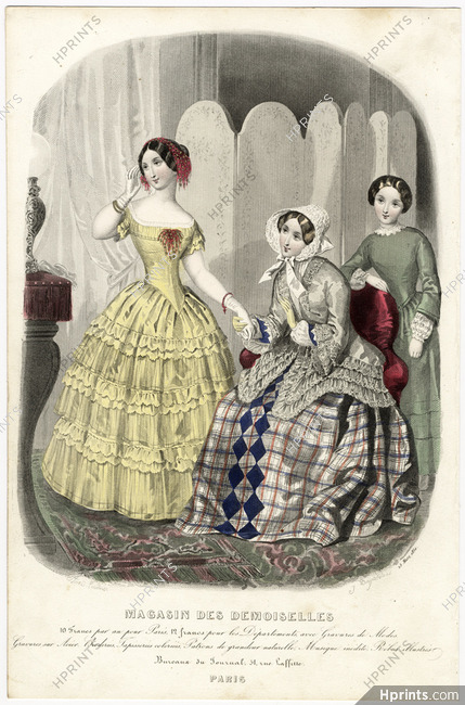 Magasin des Demoiselles 25 Mars 1850 n°2/2, Anaïs Toudouze, Toilettes de promenade, de bal, de jeune fille