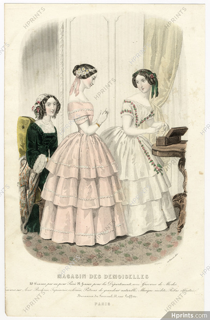 Magasin des Demoiselles 25 Février 1851, Anaïs Toudouze, Toilettes de jeune fille pour bal ou soirée, de dame