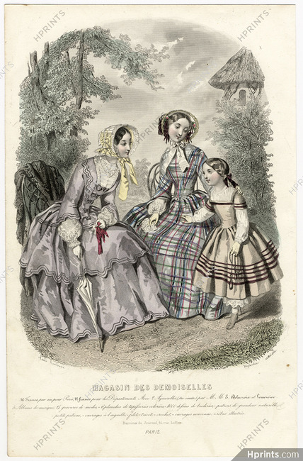 Magasin des Demoiselles 25 Mai 1851, Anaïs Toudouze, Robe de taffetas, Robe écossaise, Petite fille