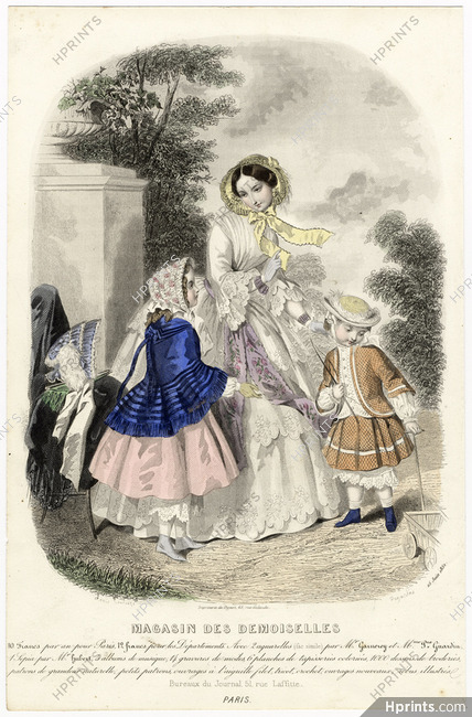 Magasin des Demoiselles 25 Juin 1852, Anaïs Toudouze, Toilettes de jeune femme, petite fille, petit garçon