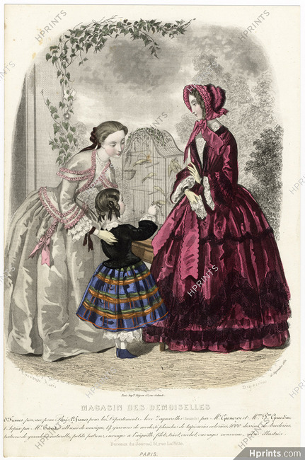 Magasin des Demoiselles 25 Septembre 1852, Anaïs Toudouze, Toilettes de dame, de jeune fille, costume de petite fille (popeline écossaise)