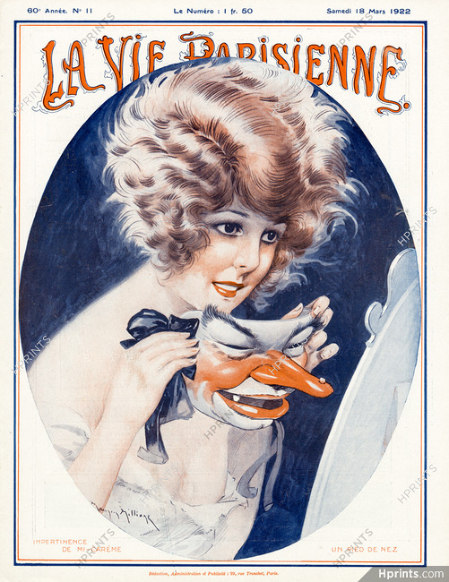 Maurice Millière 1922 Impertinence de Mi-Carême, Carnival Mask, La Vie Parisienne Cover