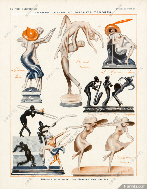 Vald'Es 1922 "Terres cuites, Sculptures, Bibelots" Dancers, Jazz Band