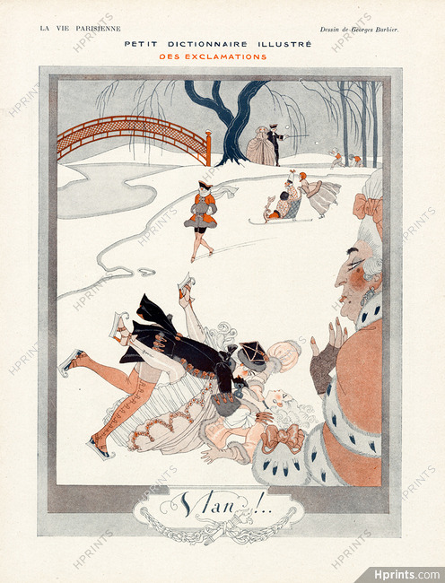 George Barbier 1922 ''Vlan'' ice-skating 18th Century Costumes