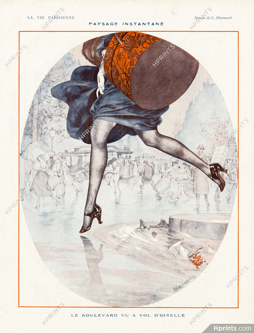 Hérouard 1922 Le Boulevard vu à Vol d'Oiselle, Sexy Girl